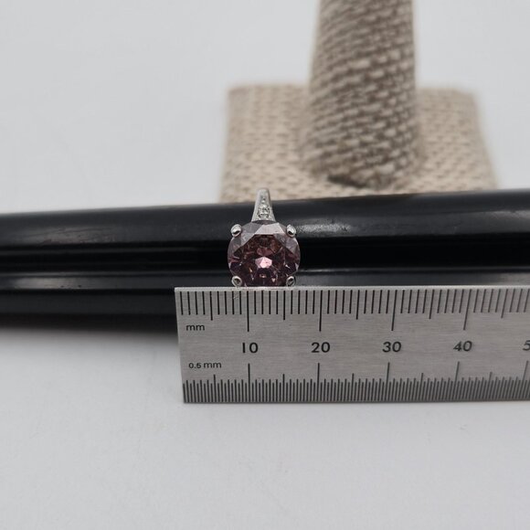 Size 8.25 Sterling Silver Bright Round Pink Cubic Zirconia Gem Ring A4007 - Picture 8 of 9